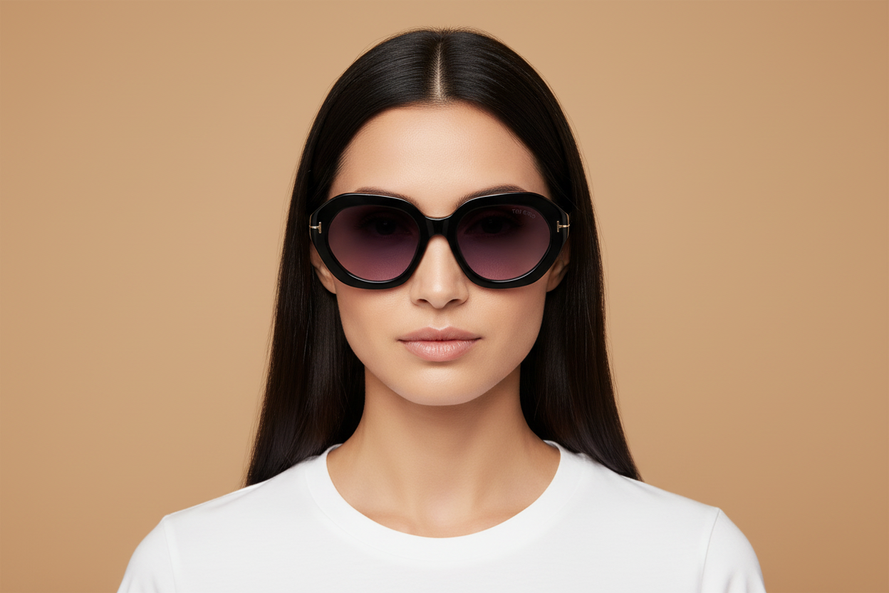 Modelo femenino llevando Gafas de Sol Tom Ford FT1341 01B 53 19