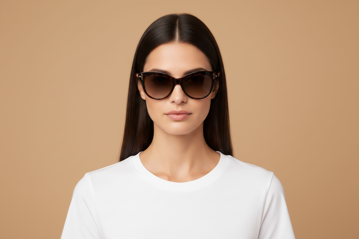 Женская модель в Солнцезащитные очки Tom Ford Kira FT821 52H 56 16