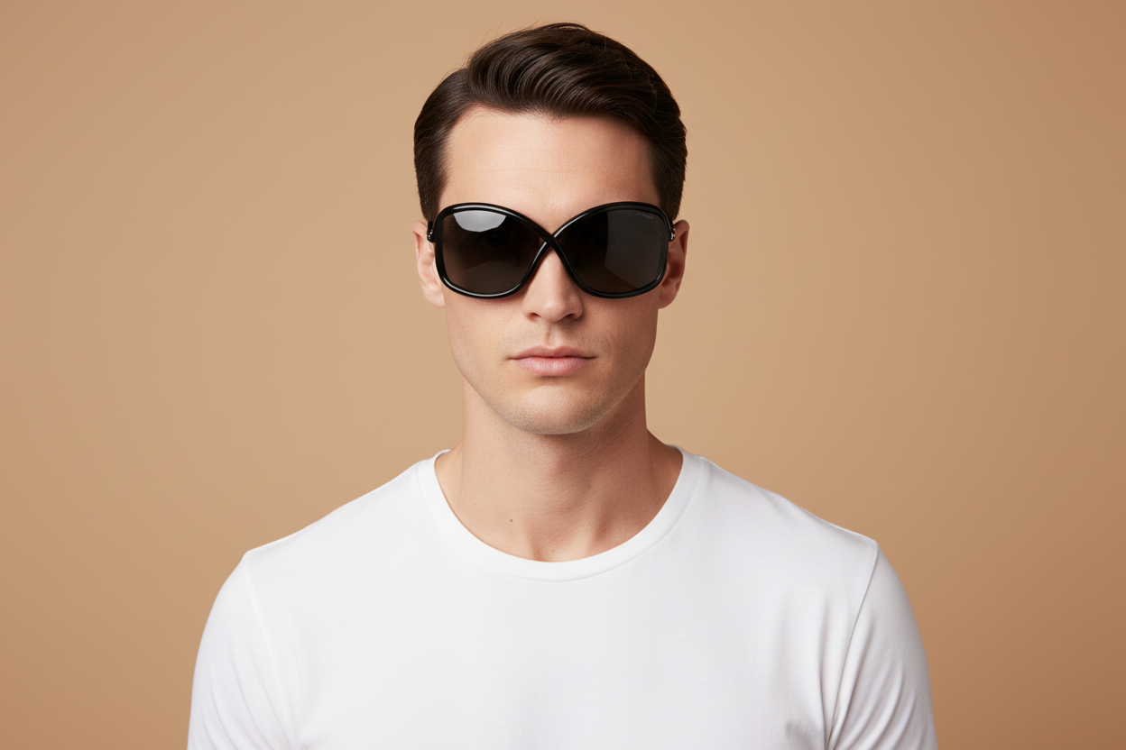 Modelo masculino llevando Gafas de Sol Tom Ford FT952 01D 55 19