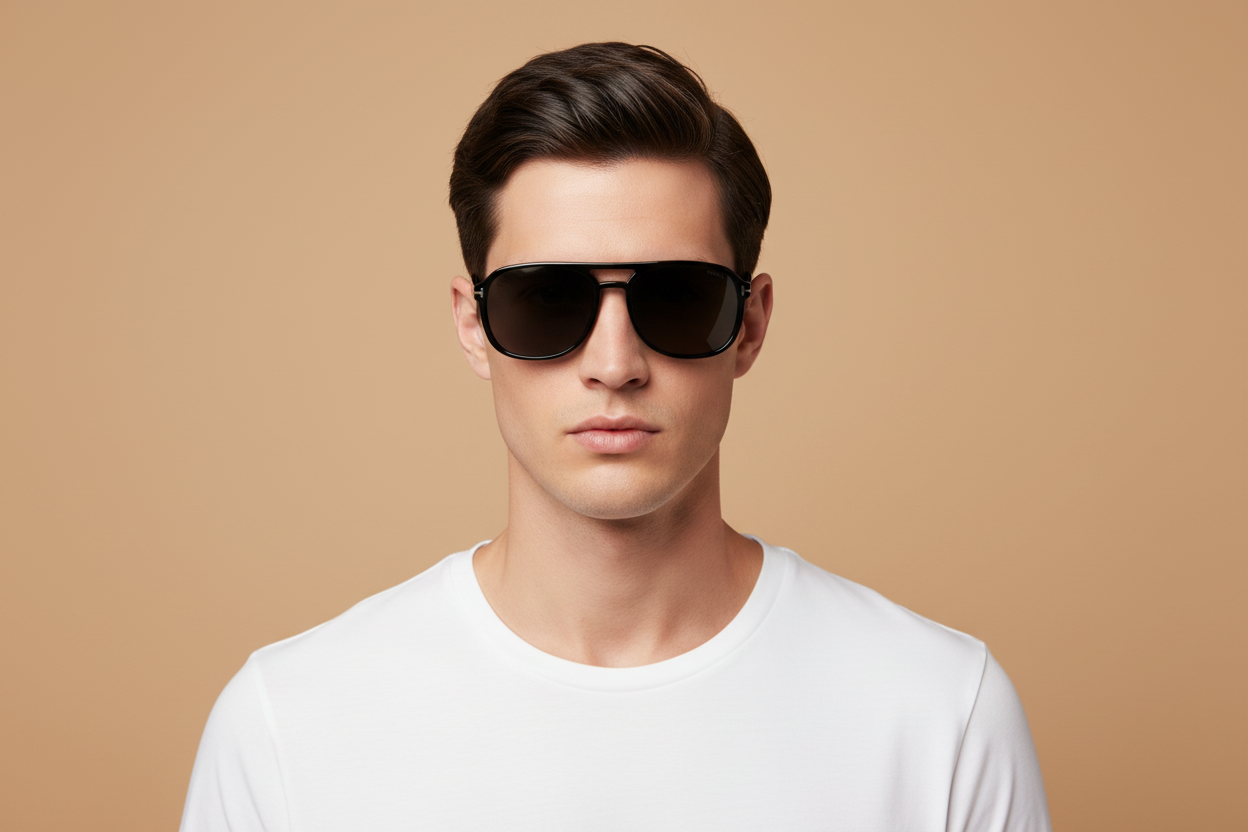 Male model wearing Sunglasses Tom Ford Rosco FT1022 01A 58 16