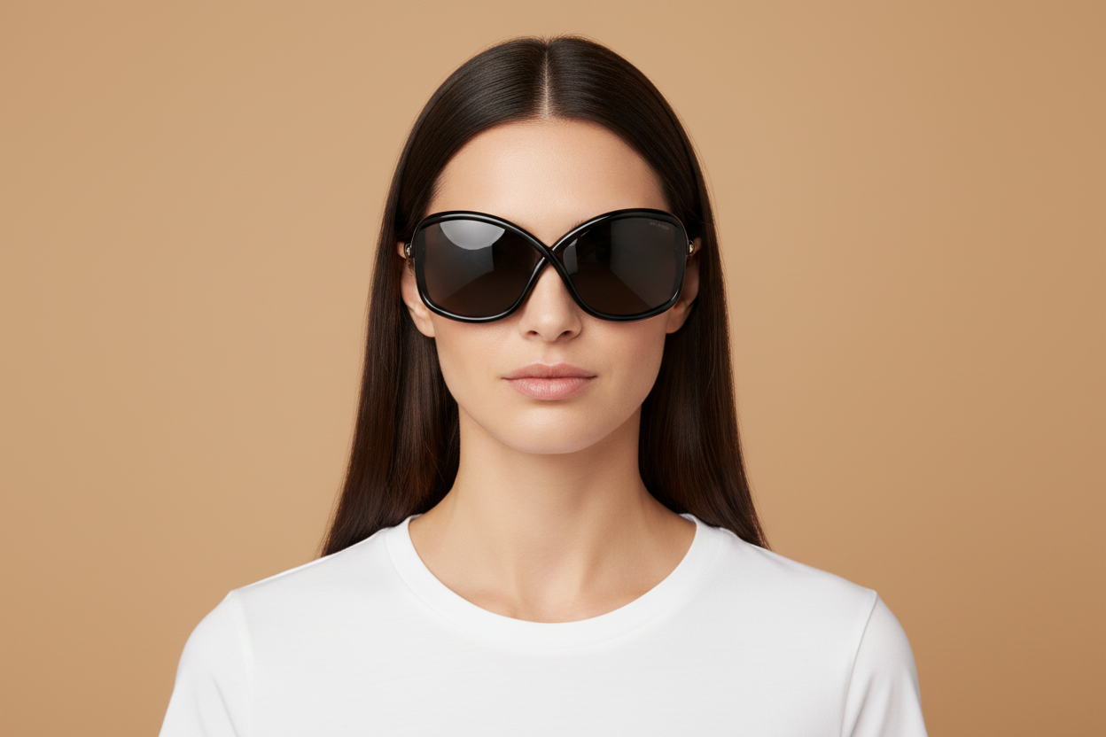 Женская модель в Солнцезащитные очки Tom Ford Bettina FT1068 01A 68 15