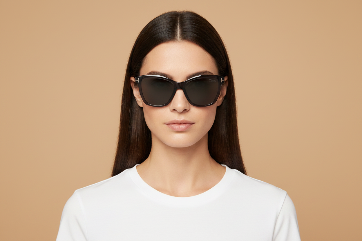 Женская модель в Солнцезащитные очки Tom Ford Lucia FT1087 05D 54 16
