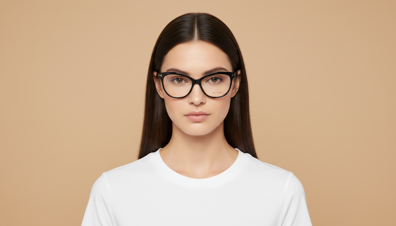 Modelo femenino llevando Gafas Graduadas Tom Ford TF5511B 001 56 14