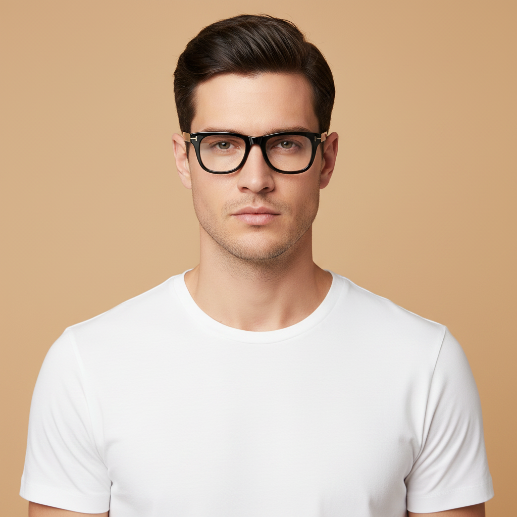 Modelo masculino llevando Gafas Graduadas Tom Ford TF5820B 001 50 20