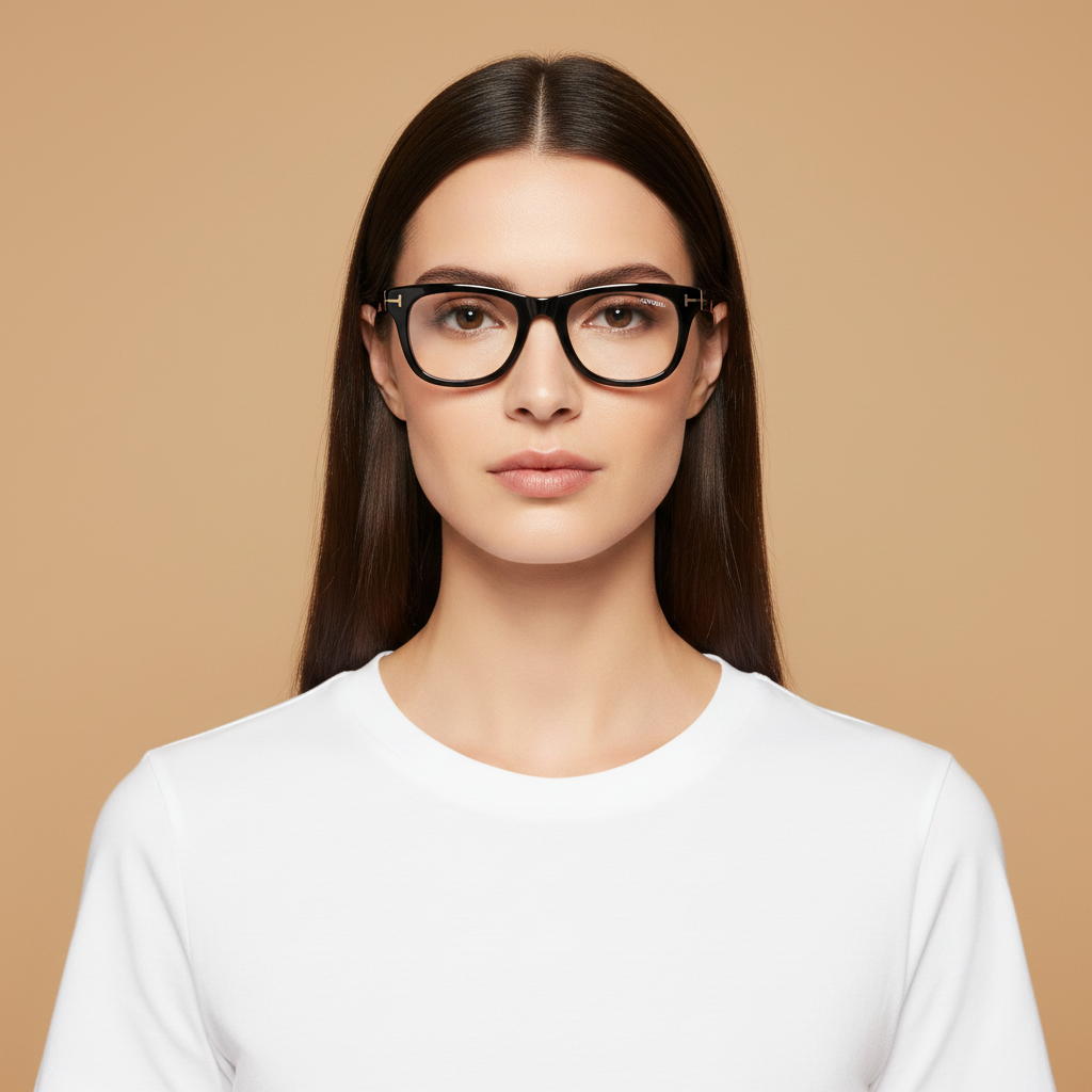 Modelo femenino llevando Gafas Graduadas Tom Ford TF5820B 001 50 20
