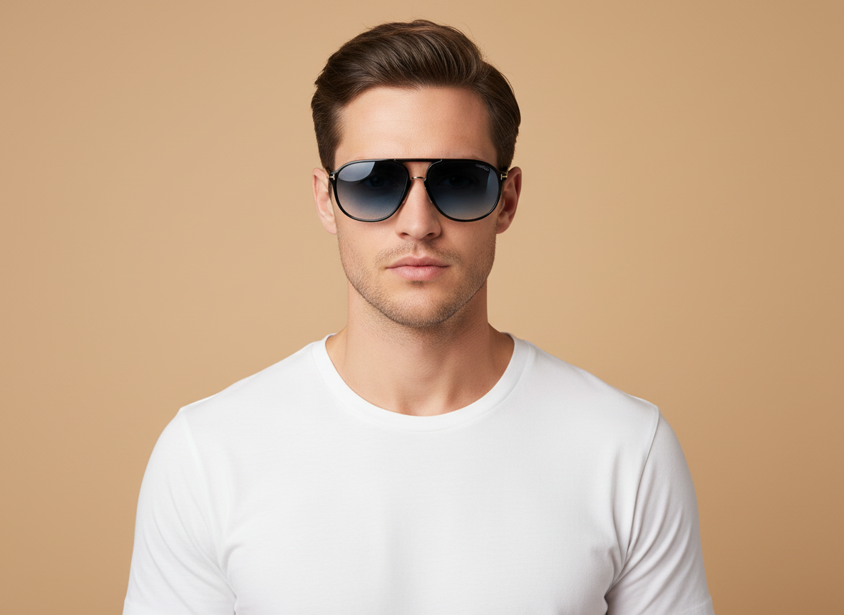 Male model wearing Sunglasses Tom Ford TF711N 02A 53 20