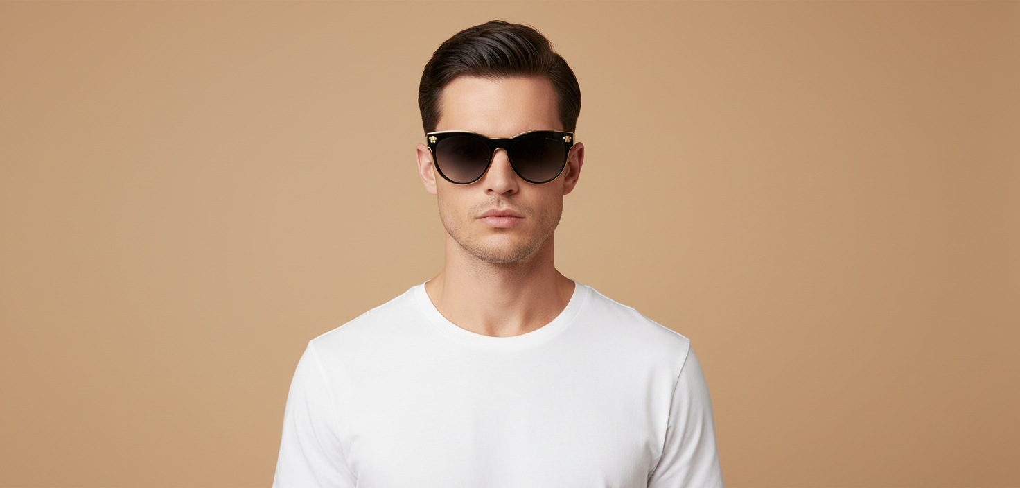 Male model wearing Sunglasses Versace VE2198 1002T3 54 20