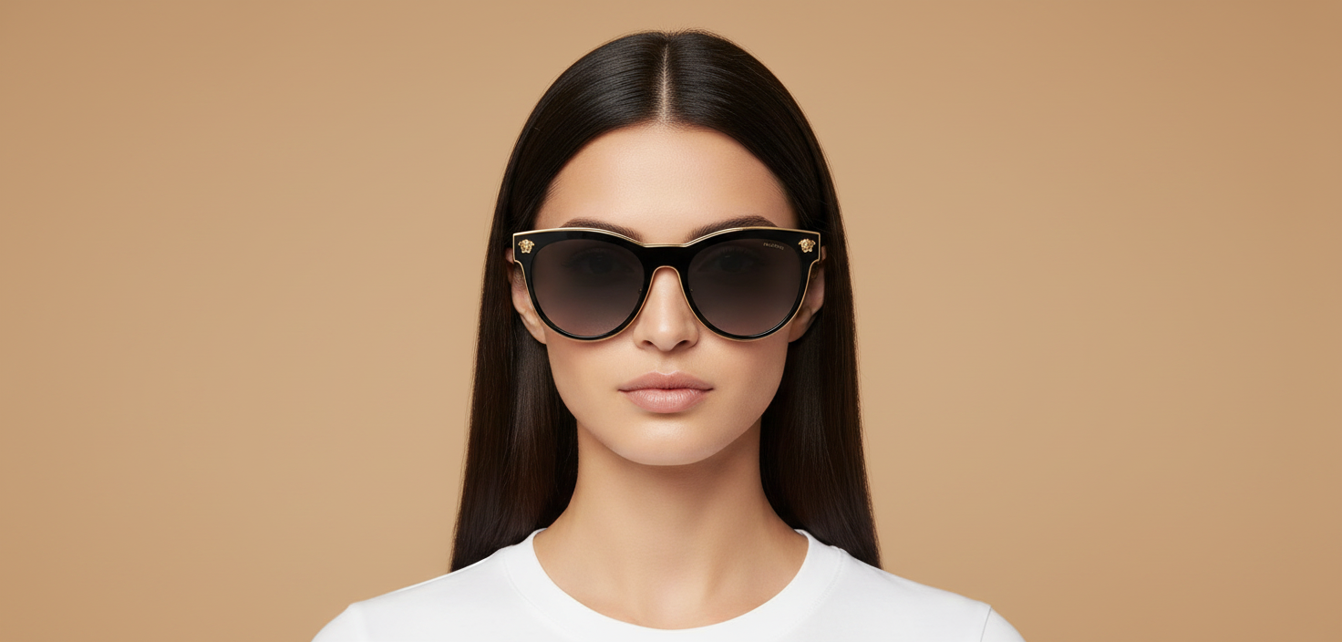 Female model wearing Sunglasses Versace VE2198 1002T3 54 20