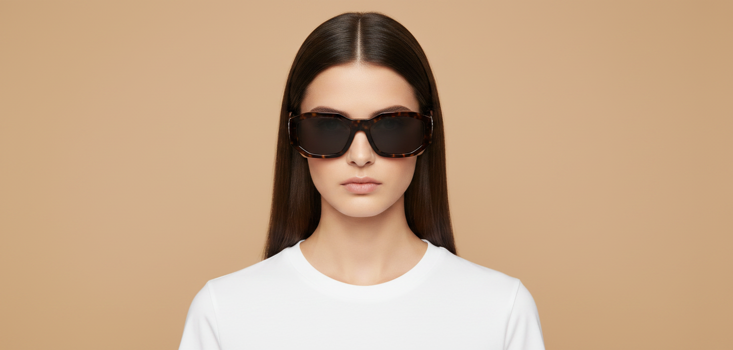 Female model wearing Gafas de Sol Versace 4361 542387 53 18