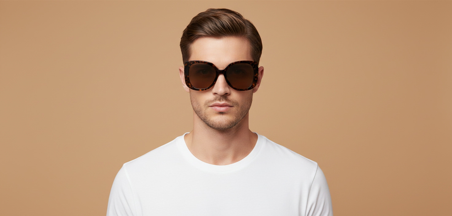 Male model wearing Sunglasses Versace VE4387 108/73 56 19