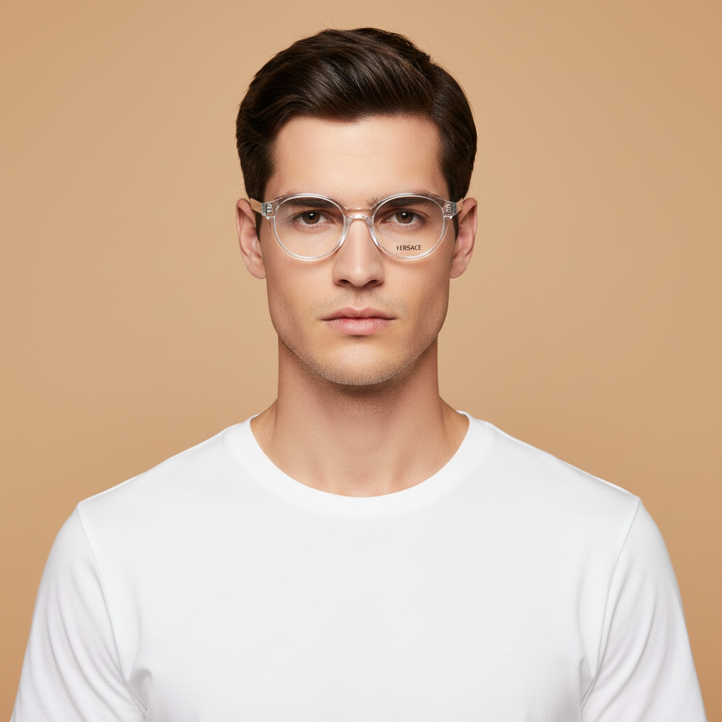 Modelo masculino llevando Gafas Graduadas Versace Kids VK3007U 148 46 16
