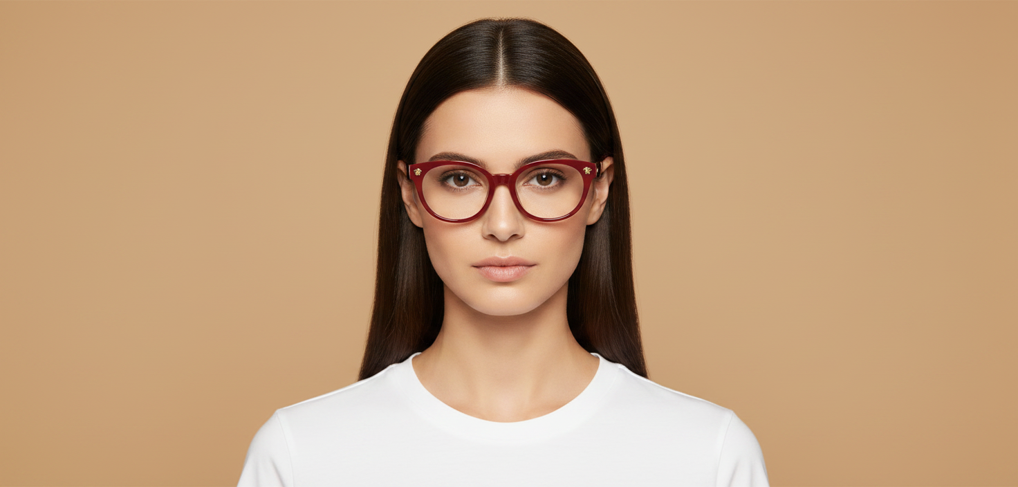 Modelo femenino llevando Gafas Graduadas Versace Kids VK3009U 5504 48 16