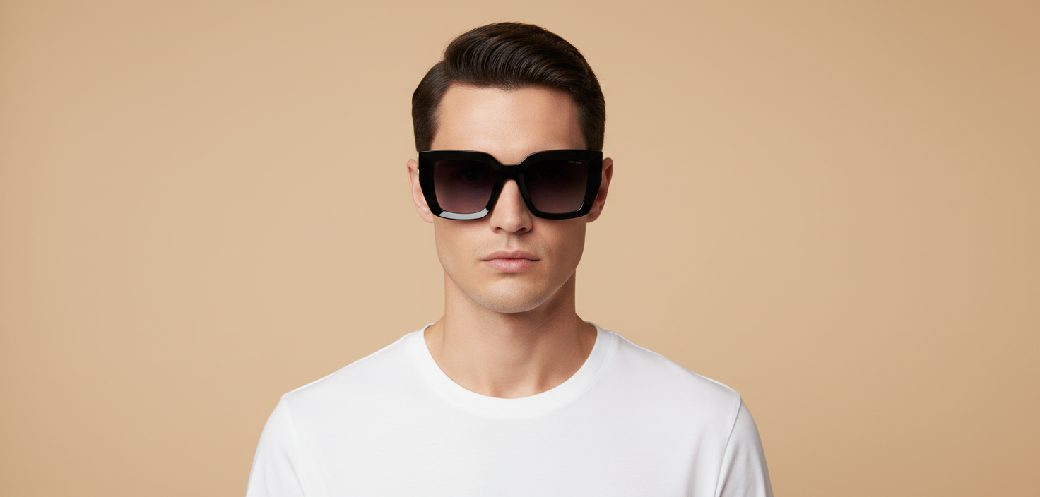 Modelo masculino llevando Miu Miu B05S 16K90A 51 21 太阳镜